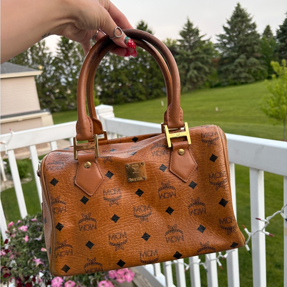 MCM cognac tote purse